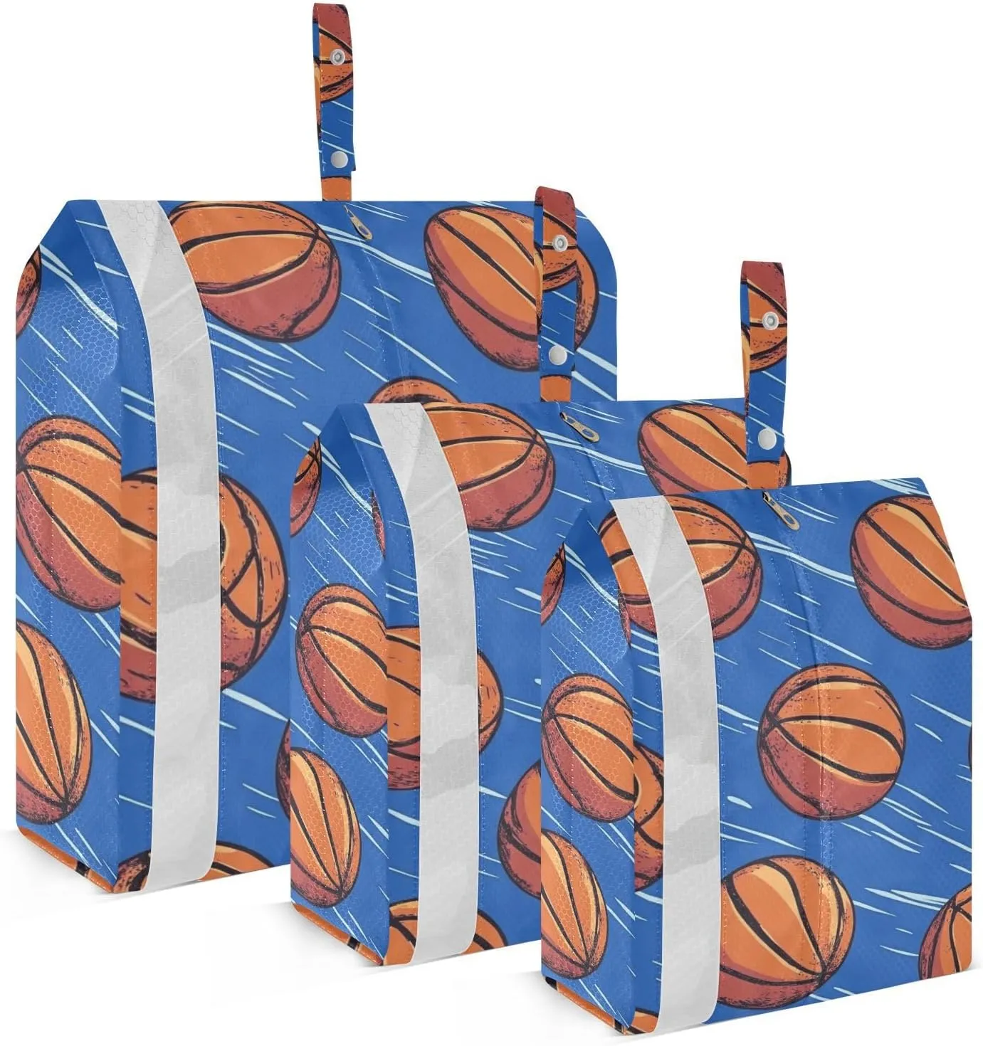 Basketball Deep Blue 3 Set Packing Travel Bags Waterproof Garment Bag Closet Storage Luggage Organizer Bag Luggage Organizer