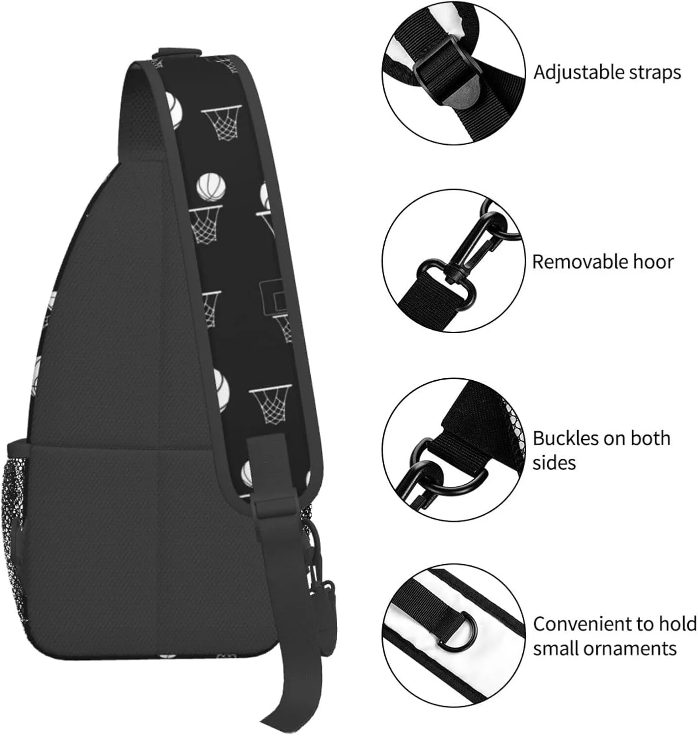 Basketball Hoops Chest Bags Crossbody Sling Bag Shoulder Bag Travel Hiking Daypack For Men Women
