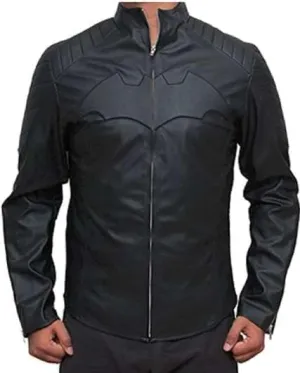 Batman Logo Jacket Motorcycle Brando Biker Genuine Black Faux Leather Jacket