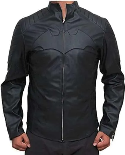Batman Logo Jacket Motorcycle Brando Biker Genuine Black Faux Leather Jacket
