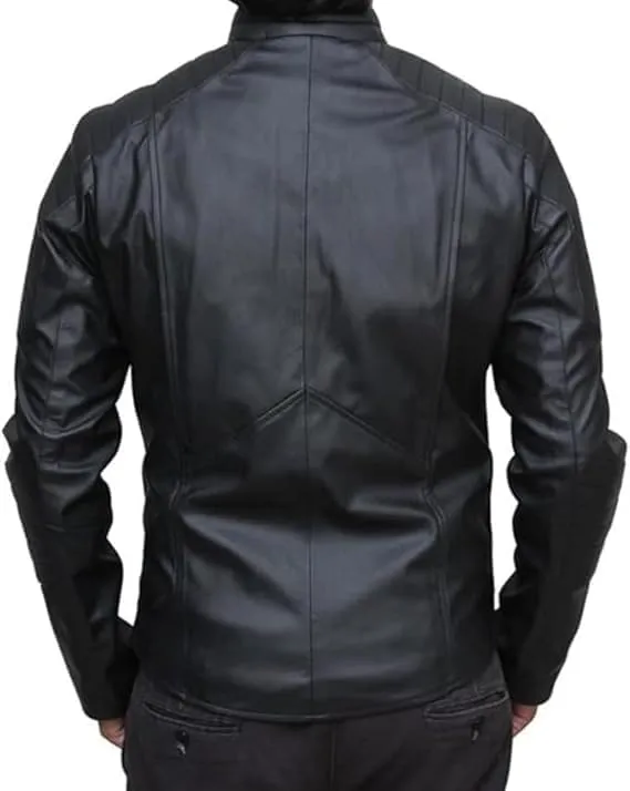 Batman Logo Jacket Motorcycle Brando Biker Genuine Black Faux Leather Jacket