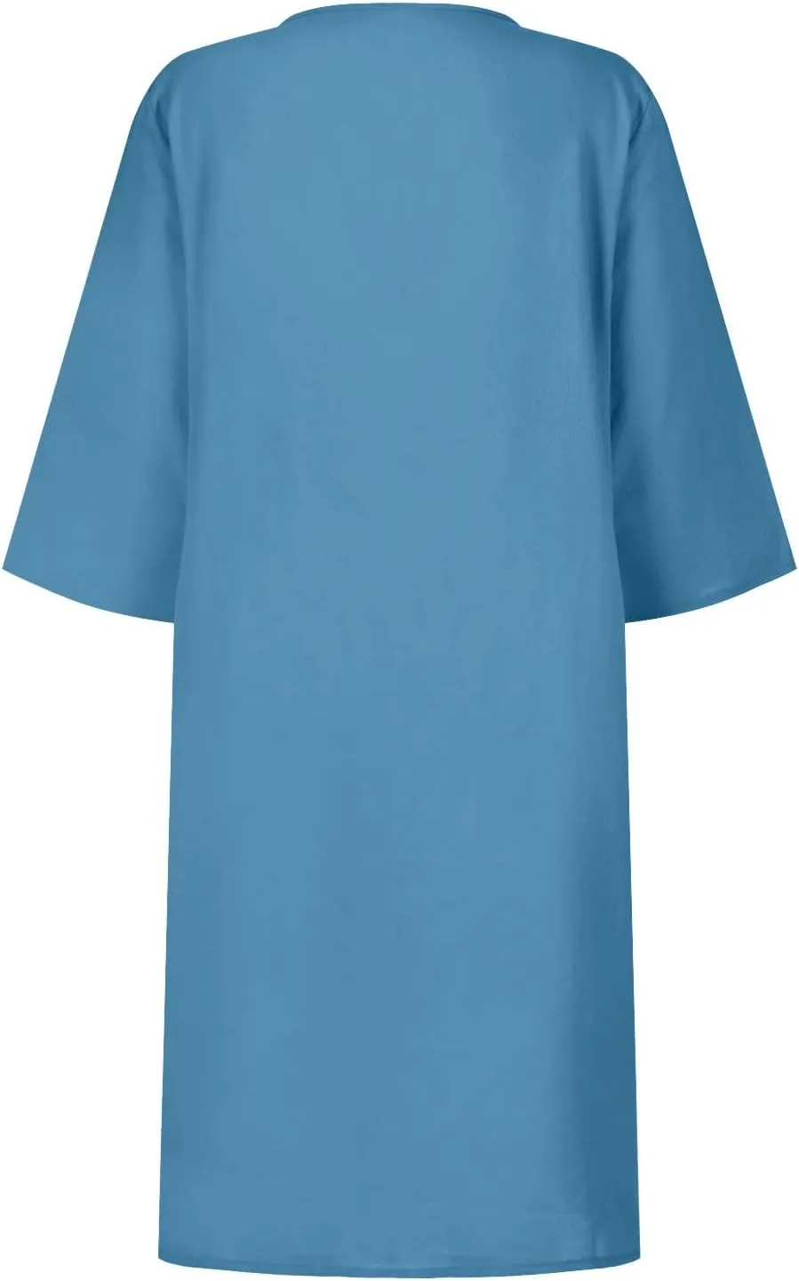 BAXLIMEK Cotton Linen Dresses for Women,2025 Summer Trendy Elegant Plain Beach Dress,Casual 3/4 Sleeve Midi Dress