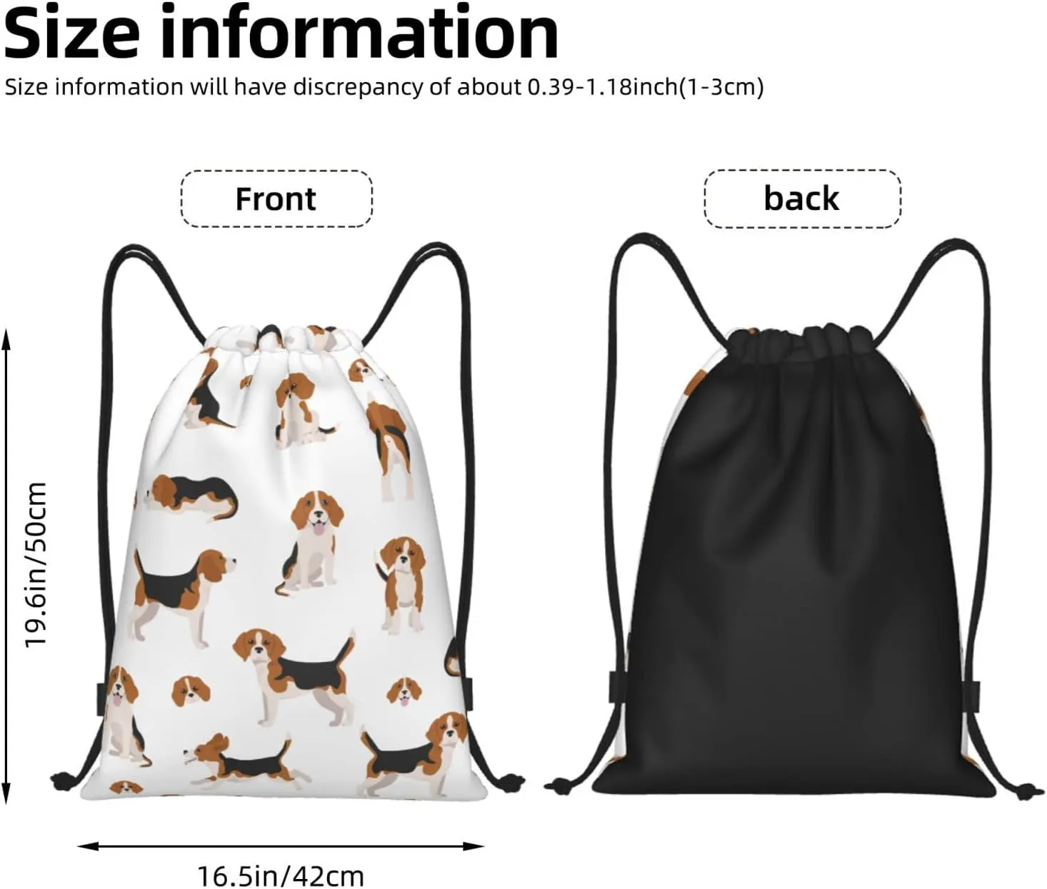 Beagle Dog Drawstring Backpack Gym Bag Water Resistant Lightweight Sackpack Gift for Hiking Yoga Swimming Travel Beach Shopping