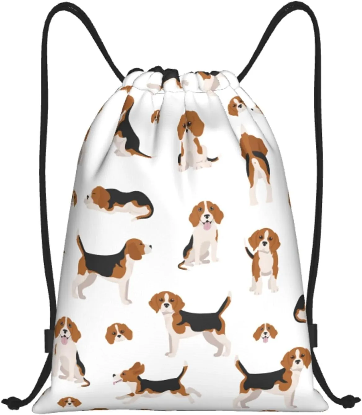 Beagle Dog Drawstring Backpack Gym Bag Water Resistant Lightweight Sackpack Gift for Hiking Yoga Swimming Travel Beach Shopping