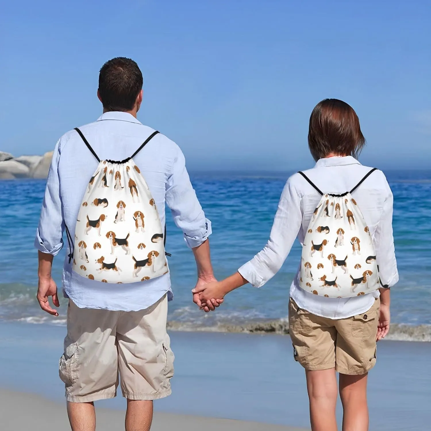 Beagle Dog Drawstring Backpack Gym Bag Water Resistant Lightweight Sackpack Gift for Hiking Yoga Swimming Travel Beach Shopping