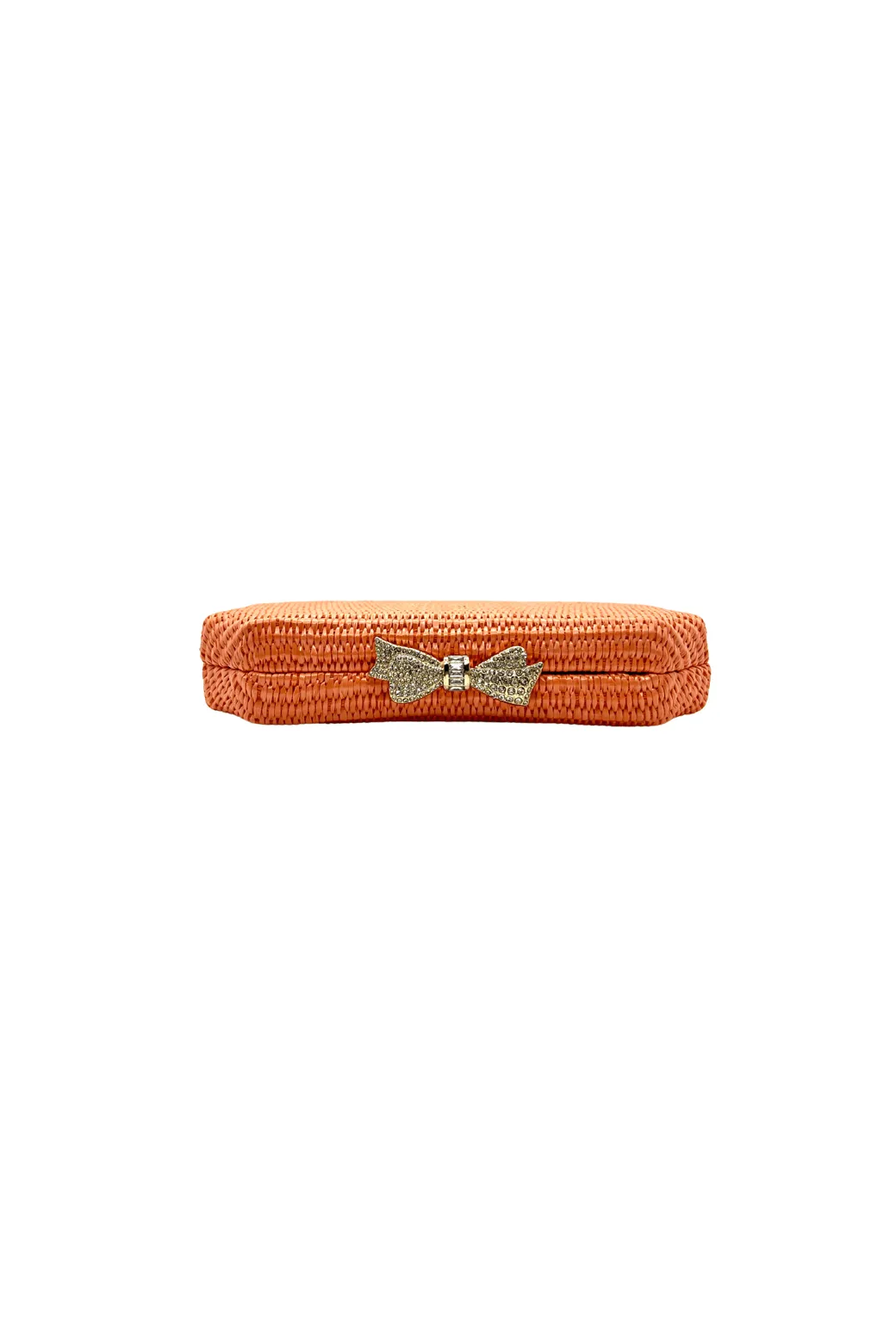 Bedazzled Raffia Clutch - Coral
