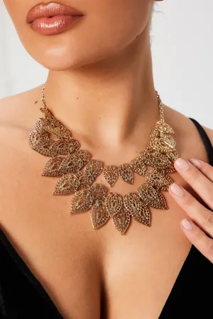 Beleaf In Yourself Necklace And Earring Set - Gold