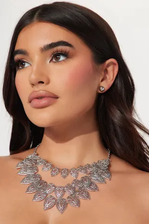 Beleaf In Yourself Necklace And Earring Set - Silver