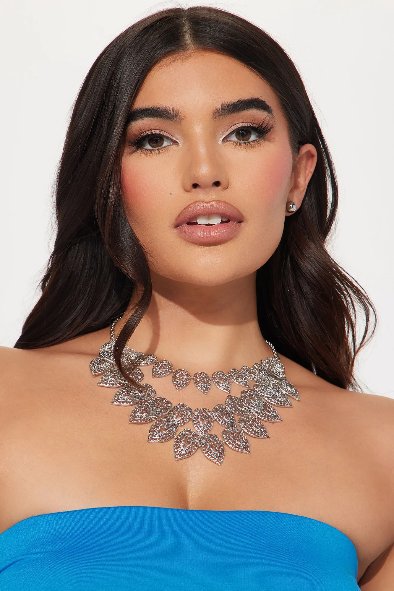 Beleaf In Yourself Necklace And Earring Set - Silver