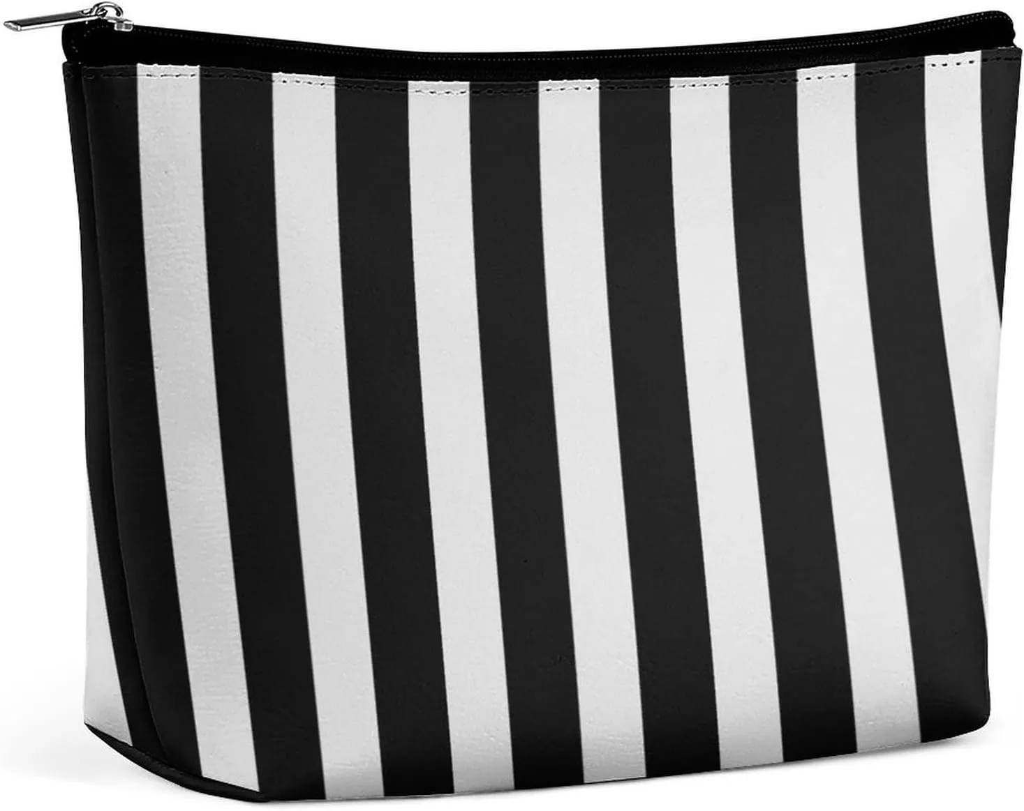 Black & White Stripe Travel Makeup Bag Large Toiletry Bag for Women Waterproof Cosmetic Bags for Purse Portable Makeup Organizer Bags Cute Zipper Pouch Cosmetic Pouch Funny Travel Makeupbag