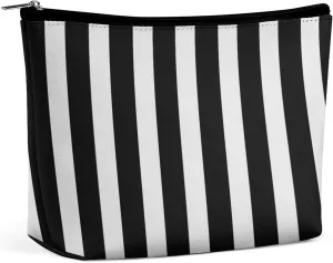 Black & White Stripe Travel Makeup Bag Large Toiletry Bag for Women Waterproof Cosmetic Bags for Purse Portable Makeup Organizer Bags Cute Zipper Pouch Cosmetic Pouch Funny Travel Makeupbag