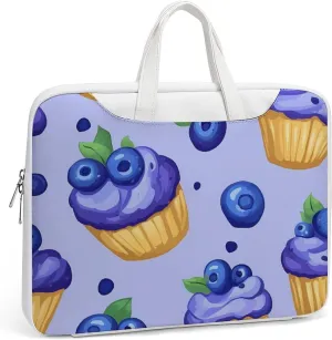 Blueberry Muffin Cupcakes Leather Bag Laptop Case Slim Water Resistant Computer Bags with Handle Briefcase for Work