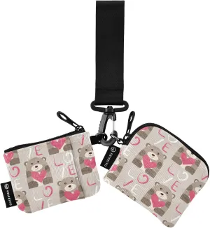 Bolaz Mini Zip Around Wristlet Wallet for WomenDetachable Dual Pouch Card Wallet for Sports Outdoor Men Travel-Bear with Heart