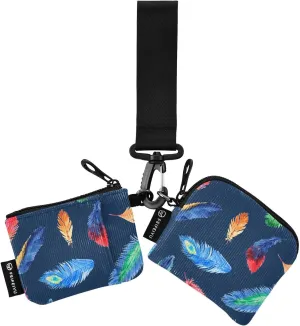 Bolaz Mini Zip Around Wristlet Wallet for WomenDetachable Dual Pouch Card Wallet for Sports Outdoor Men Travel-Colorful Feather Print