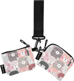 Bolaz Mini Zip Around Wristlet Wallet for WomenDetachable Dual Pouch Card Wallet for Sports Outdoor Men Travel-Funny Cute Stacking Bear