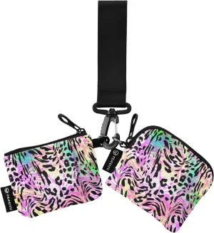 Bolaz Mini Zip Around Wristlet Wallet for WomenDetachable Dual Pouch Card Wallet for Sports Outdoor Men Travel-Leopard Print Pink