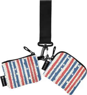 Bolaz Mini Zip Around Wristlet Wallet for WomenDetachable Dual Pouch Card Wallet for Sports Outdoor Men Travel-Red White and Blue Stripes4