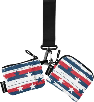 Bolaz Mini Zip Around Wristlet Wallet for WomenDetachable Dual Pouch Card Wallet for Sports Outdoor Men Travel-Red White and Blue Stripes6