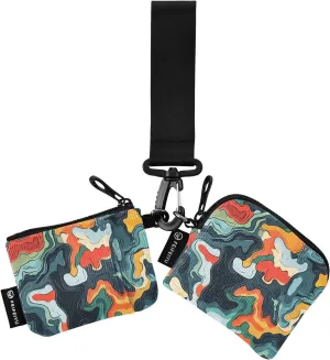 Bolaz Mini Zip Around Wristlet Wallet for WomenDetachable Dual Pouch Card Wallet for Sports Outdoor Men Travel-Wave_Pattern Colorful