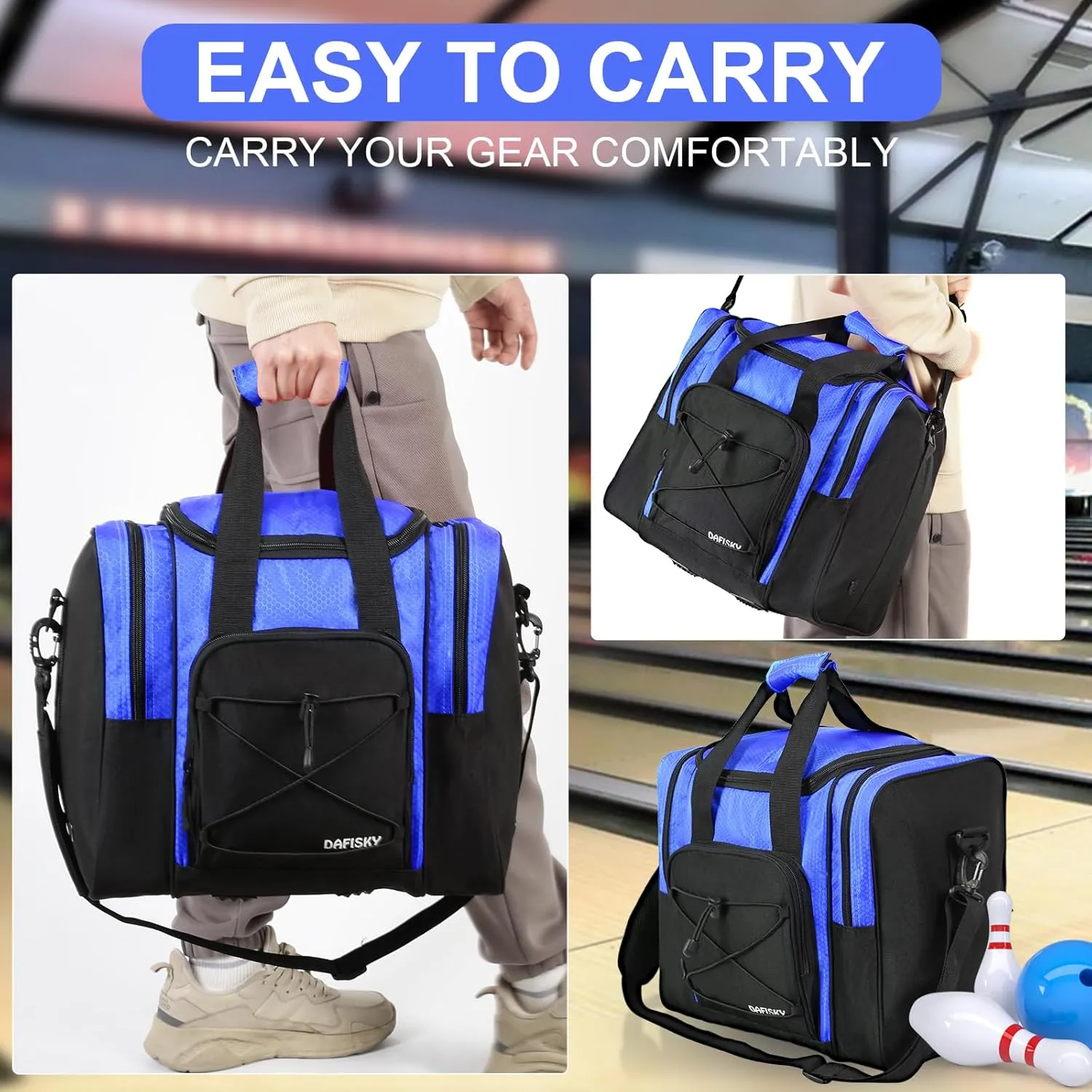Bowling Ball Bag - Single Ball Tote with Padded Holder, Shoe Compartment and Strap