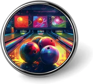 Bowling Balls Printed Round Button Pin Badges Metal Pinback Buttons 1 Inch Pins for Hat Shirt Clothing Bags Decoration