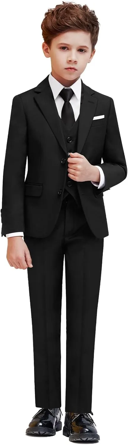 Boys Suit Set with Suspenders, Suit with 3 Versions-Regular, Slim and Husky