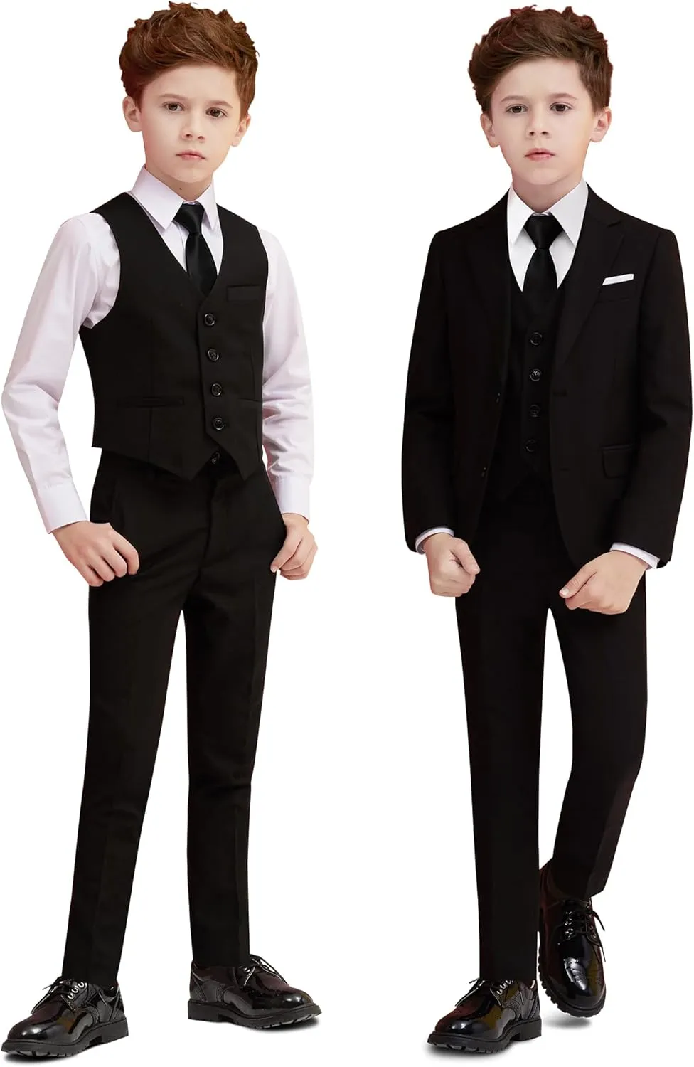 Boys Suit Set with Suspenders, Suit with 3 Versions-Regular, Slim and Husky