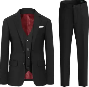 Boys Suit Set with Suspenders, Suit with 3 Versions-Regular, Slim and Husky