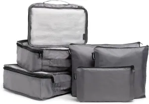 Brookstone Packing Cubes - 6 Piece Compression Packing Cubes for Travel - Tear Resistant Travel Essentials Bag Organizer Set, Dark Grey