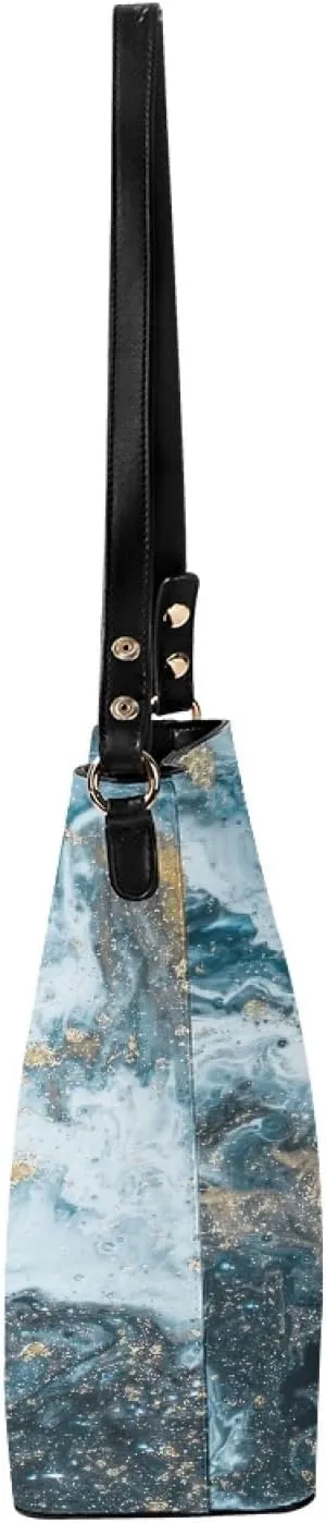 Bucket Bags and Purse for Women Merry Christmas Santa Claus Hobo and Shoulder Handbags with 2 Detachable Straps