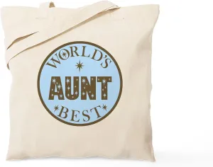 CafePress Aunt Gift World's Best Tote Bag Reusable Natural Beige Canvas Shopping Bag