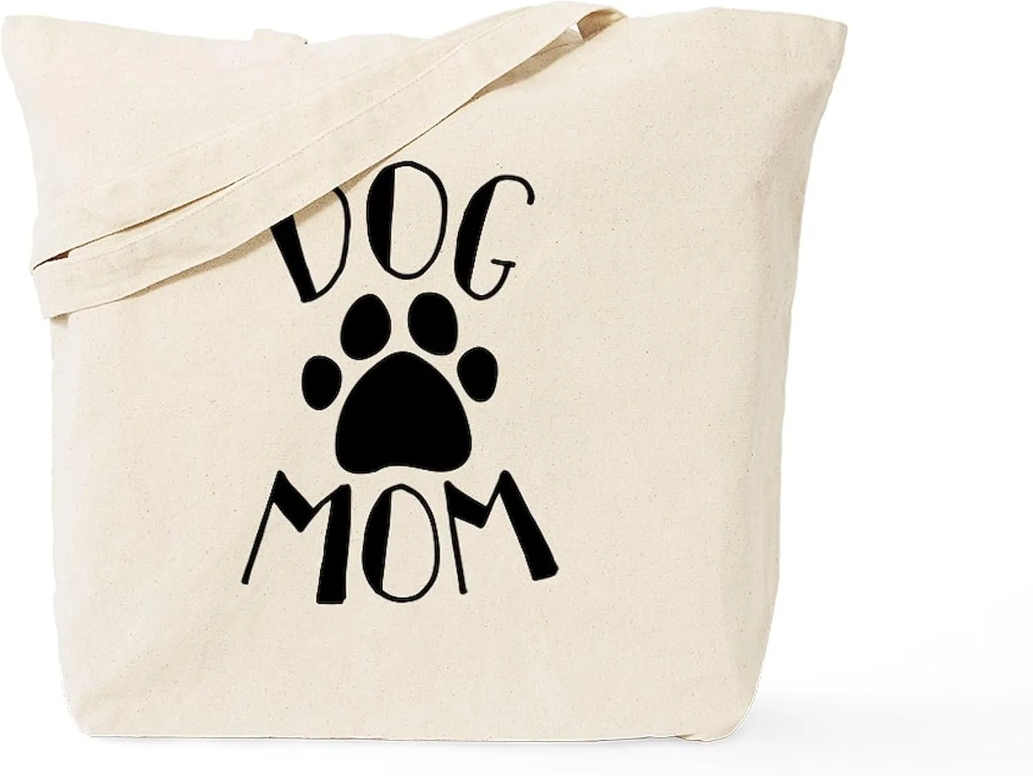 CafePress Dog Mom Paw Tote Bag Natural Canvas Tote Bag, Reusable Shopping Bag