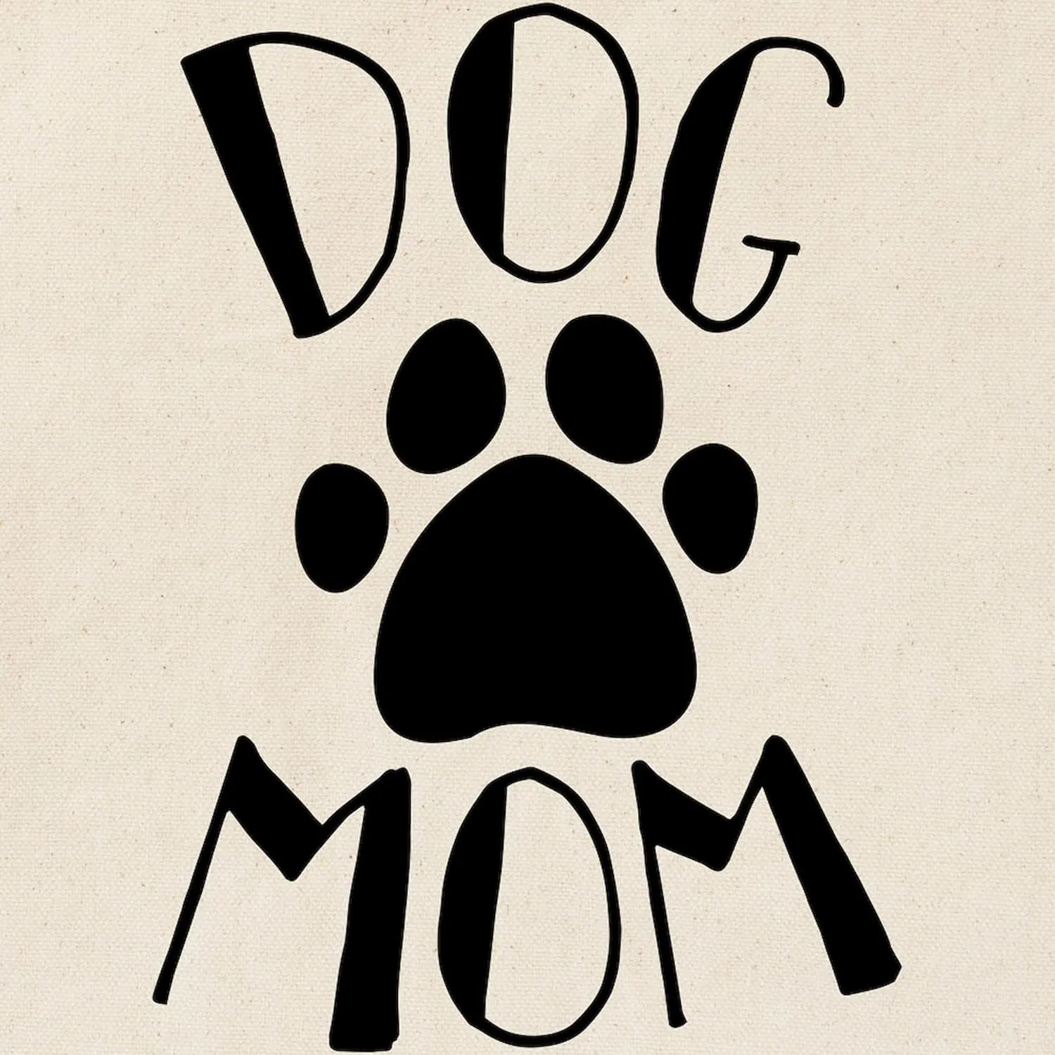 CafePress Dog Mom Paw Tote Bag Natural Canvas Tote Bag, Reusable Shopping Bag