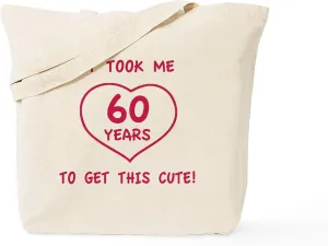 CafePress Funny 60Th Birthday (Heart) Tote Bag Reusable Natural Beige Canvas Shopping Bag