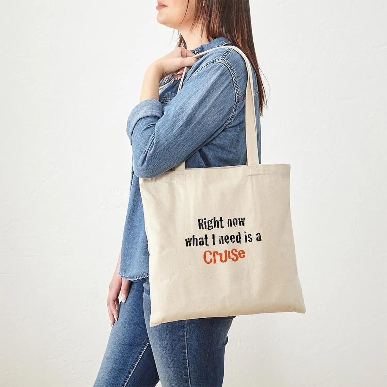 CafePress I Need A Cruise Tote Bag Reusable Natural Beige Canvas Shopping Bag