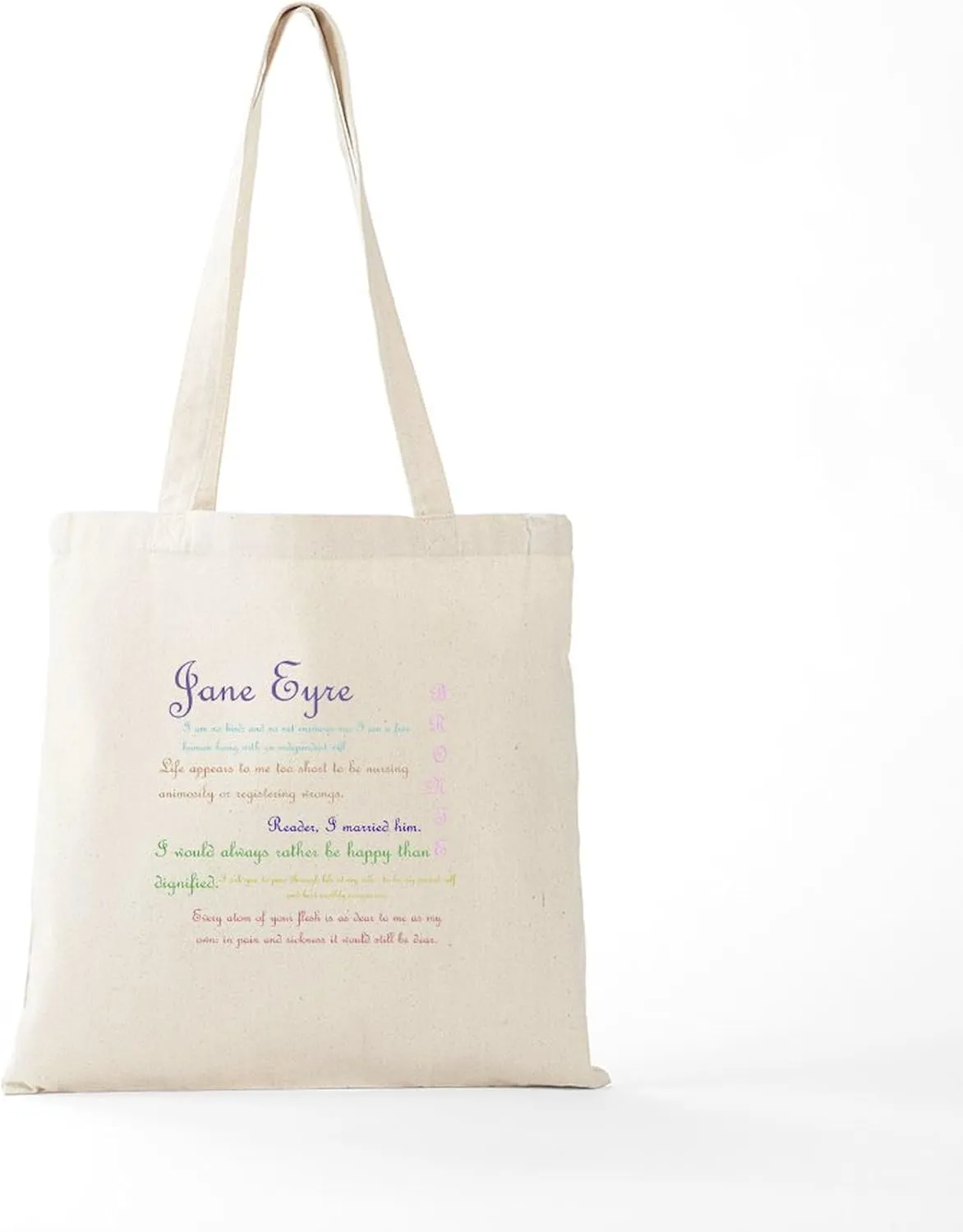 CafePress Jane Eyre Quotes Tote Bag Reusable Natural Beige Canvas Shopping Bag
