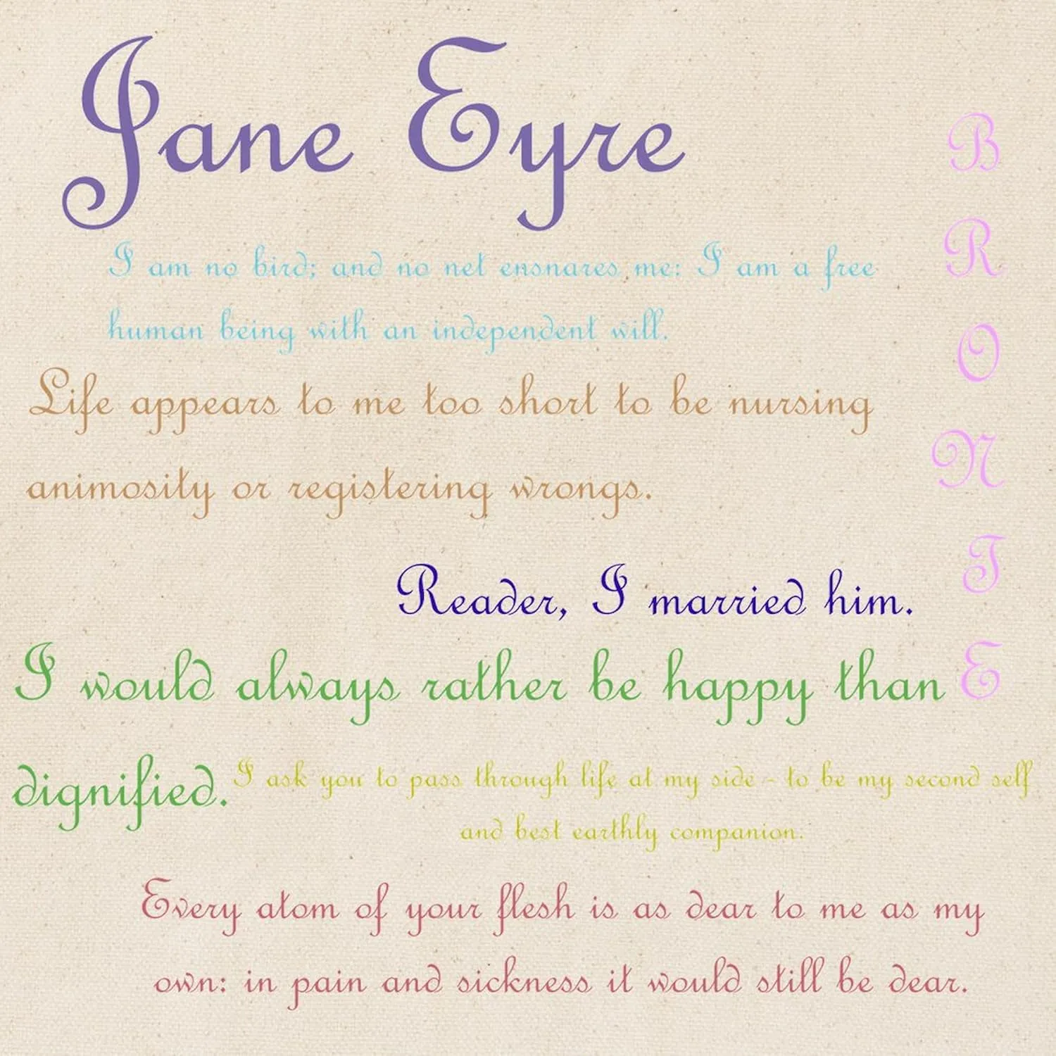 CafePress Jane Eyre Quotes Tote Bag Reusable Natural Beige Canvas Shopping Bag