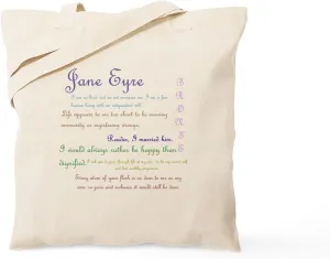 CafePress Jane Eyre Quotes Tote Bag Reusable Natural Beige Canvas Shopping Bag