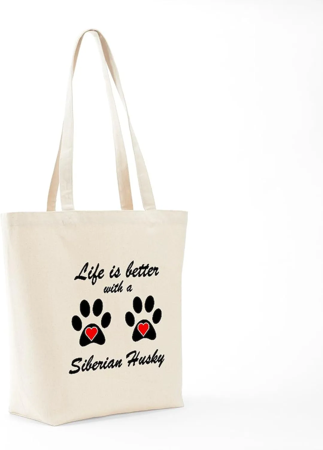 CafePress Life Is Better With A Siberian Husky Tote Bag Reusable Natural Beige Canvas Shopping Bag