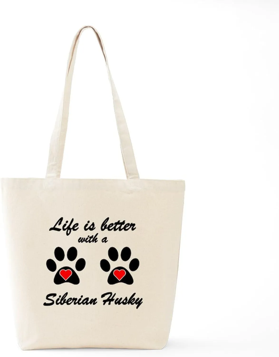 CafePress Life Is Better With A Siberian Husky Tote Bag Reusable Natural Beige Canvas Shopping Bag