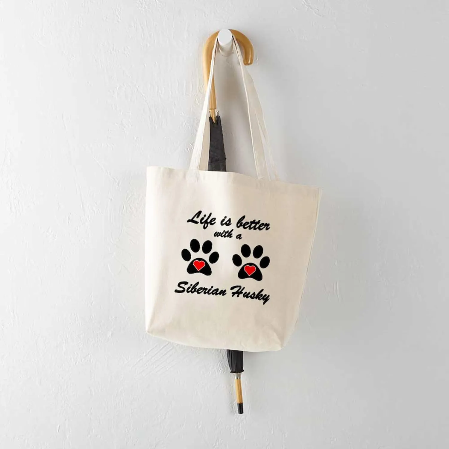 CafePress Life Is Better With A Siberian Husky Tote Bag Reusable Natural Beige Canvas Shopping Bag