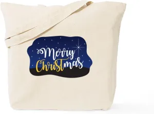 CafePress Merry Christmas Starry Tote Bag Reusable Natural Beige Canvas Shopping Bag