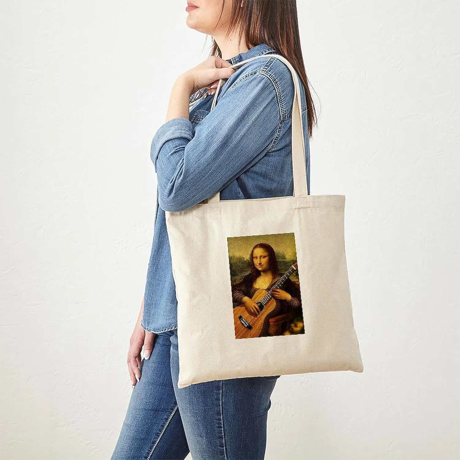 CafePress Mona Guitar Tote Bag Natural Canvas Tote Bag, Reusable Shopping Bag