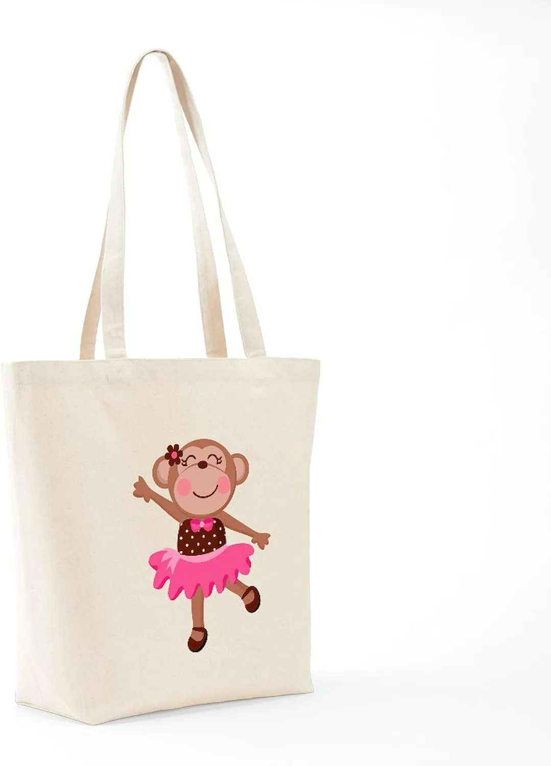 CafePress Monkey Ballerina Tote Bag Reusable Natural Beige Canvas Shopping Bag