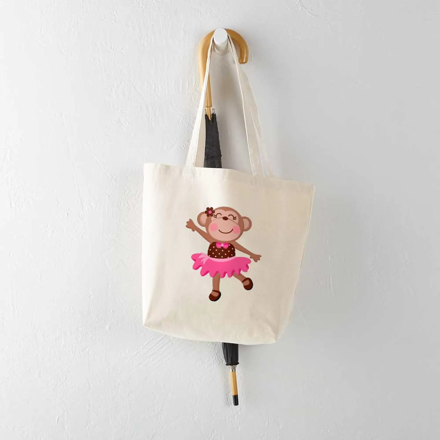 CafePress Monkey Ballerina Tote Bag Reusable Natural Beige Canvas Shopping Bag