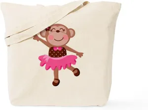 CafePress Monkey Ballerina Tote Bag Reusable Natural Beige Canvas Shopping Bag