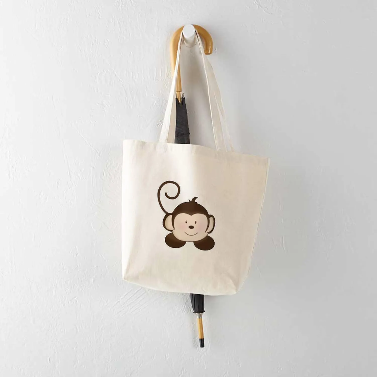 CafePress Pop Monkey Tote Bag Reusable Natural Beige Canvas Shopping Bag