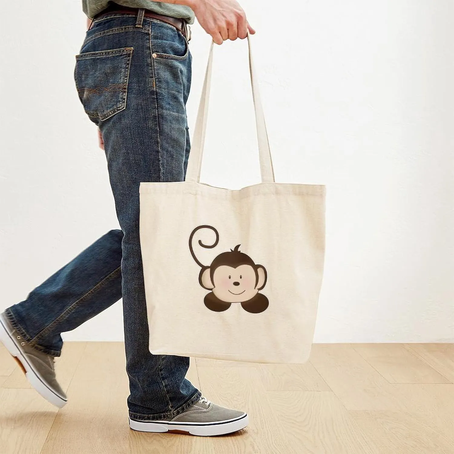 CafePress Pop Monkey Tote Bag Reusable Natural Beige Canvas Shopping Bag