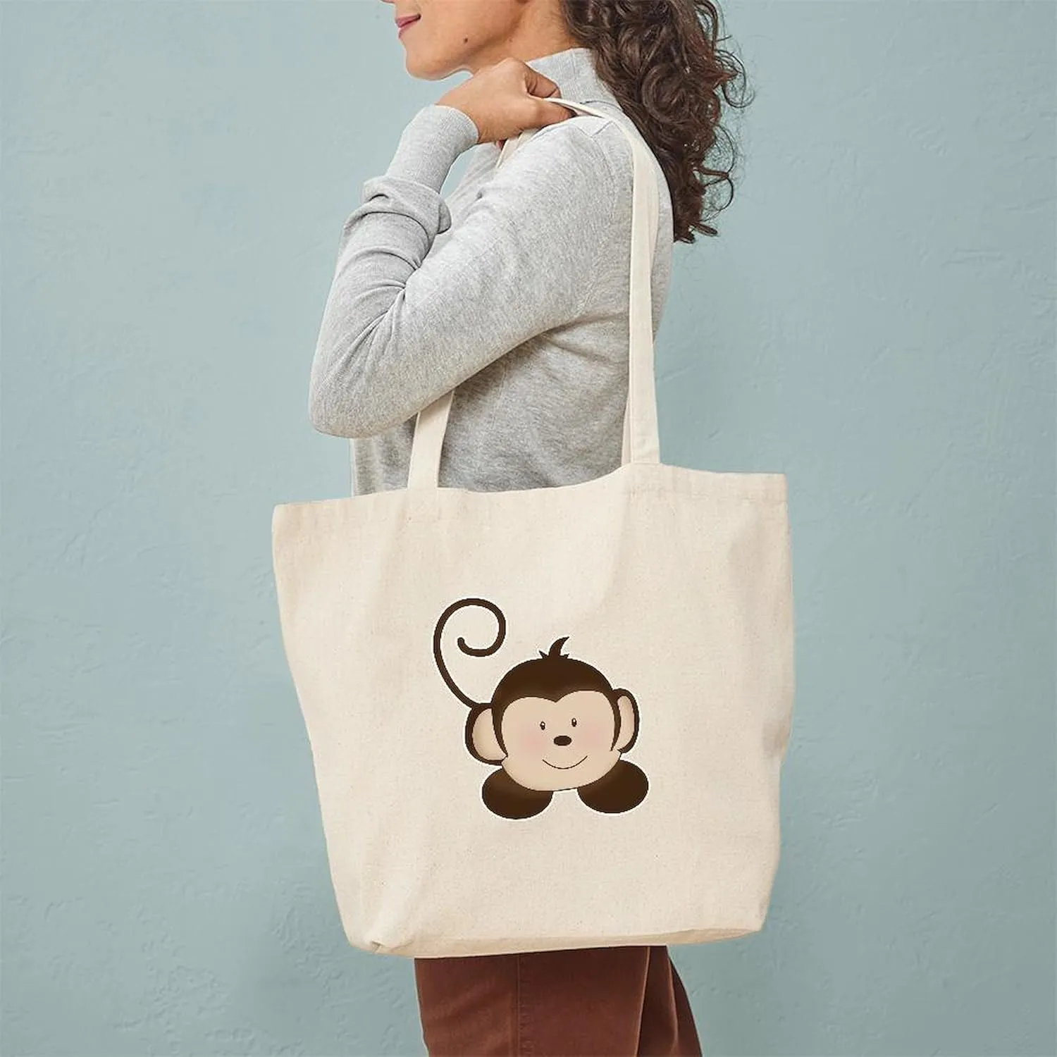 CafePress Pop Monkey Tote Bag Reusable Natural Beige Canvas Shopping Bag