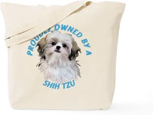 CafePress Proudly Owned Shih Tzu Tote Bag Reusable Natural Beige Canvas Shopping Bag